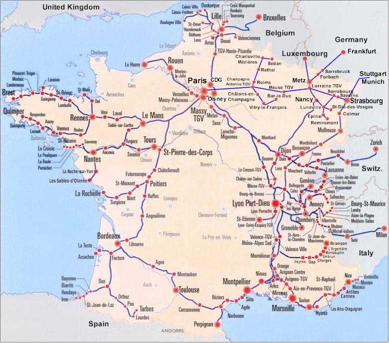 Infos Sur Train Et Tgv France La Carte Vacances Arts Guides Voyages